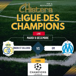 diffusion de la ligue des champions avec le match union saint gilloise vs om