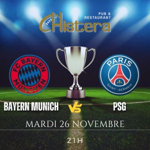diffusion de la ligue des champions avec le match bayern munich vs psg mardi 26 novembre