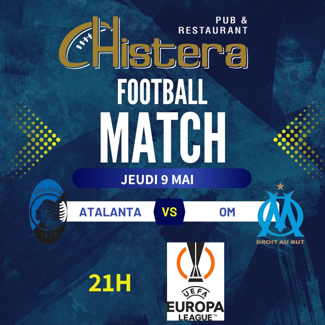 diffusion de la demi finale retour  de la ligue europa avec le match opposant l'om et l'atalanta a la chistera montpellier jeudi 9 mai